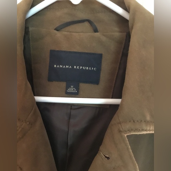 Banana Republic Mens Cotton Suede Trench Coat, Tan/Brown, Sz Medium. - Picture 3 of 3